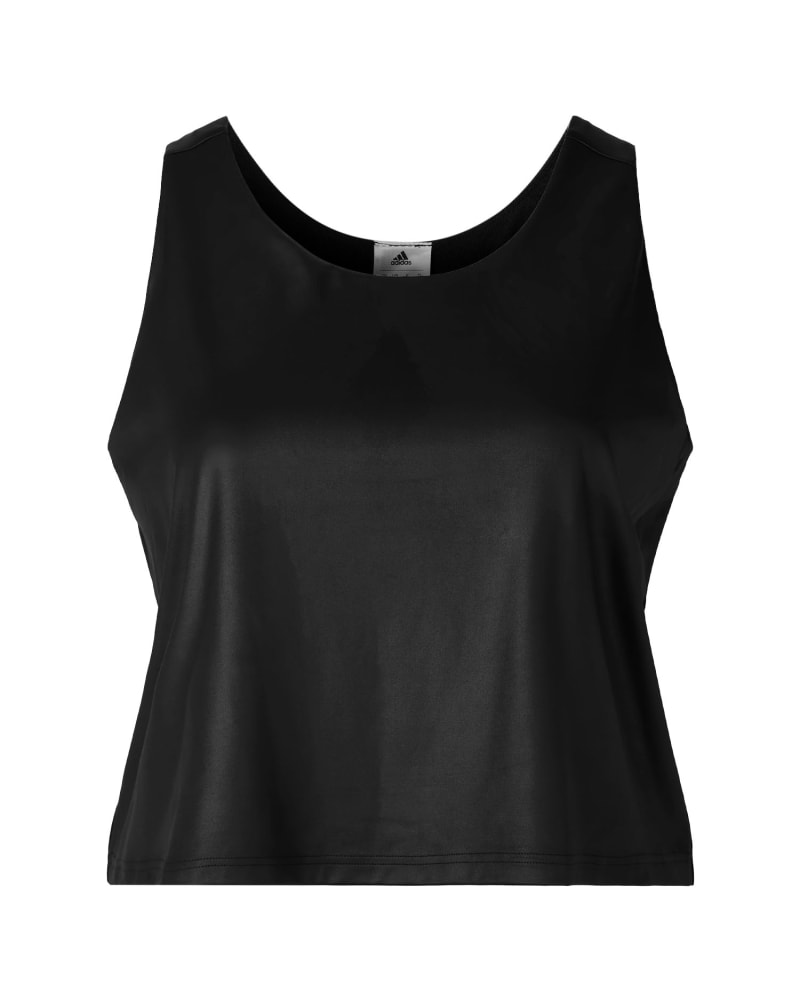 Front of a size 2X 11 Honoré x Adidas TR Tank in Black by 11 Honoré Collection. | dia_product_style_image_id:232865